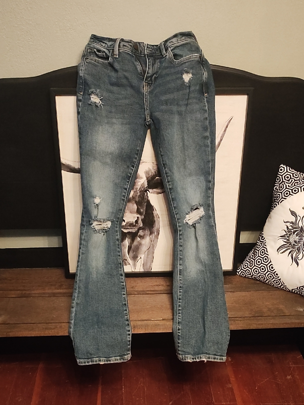 Like New Distressed Flare Jeans